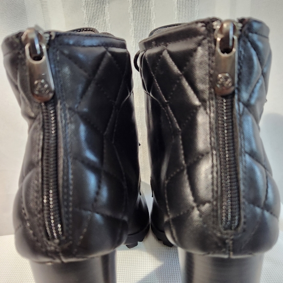 Adrienne Vittadini Trailer Black Leather Block Heel Lace-Up Boots Size 10 M - Picture 5 of 13